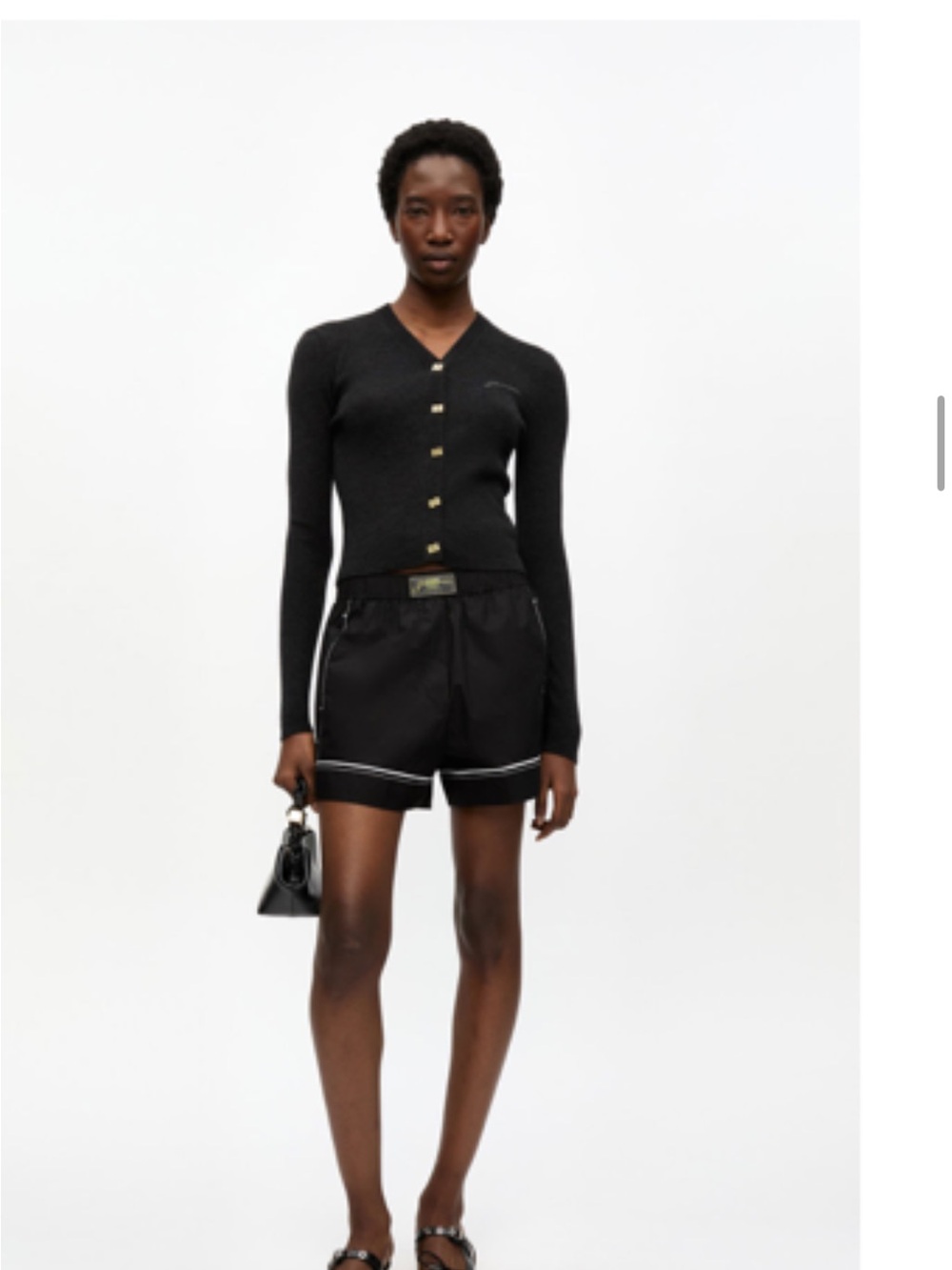 Ganni Black Shorts with White Contrast Trim